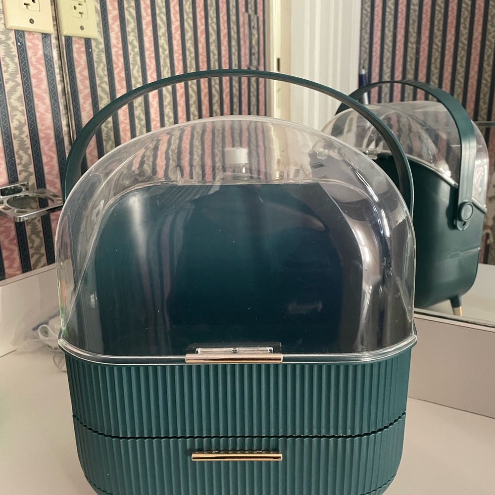 Teal Storage Organizer with Gold Accents - Picture 4 of 5